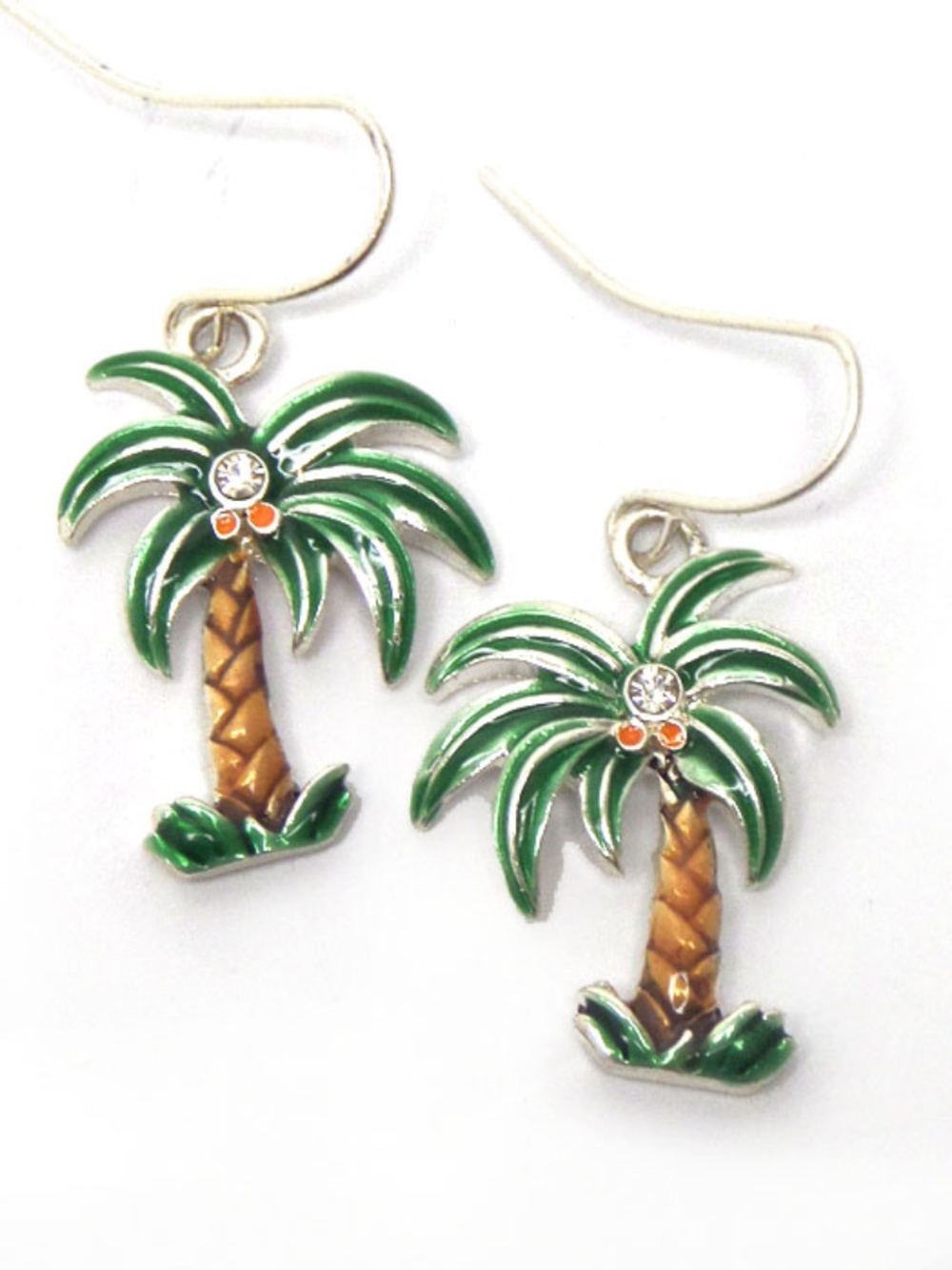 Enamel 1" Palm Tree Earrings
